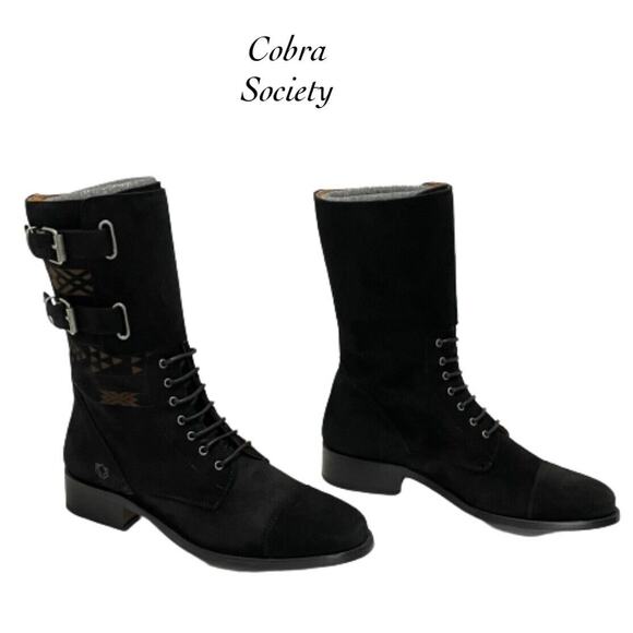 Cobra Society Javier Men’s Black Suede Short Moto Riding Boots Size EU 40 US 7 - Picture 1 of 12
